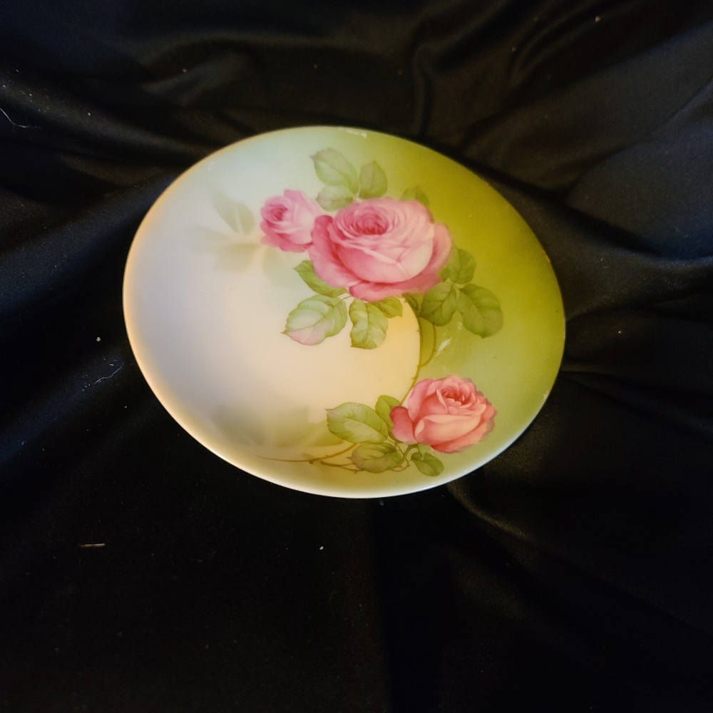Handpainted rose plate from Germany 6 1/2 in diameter